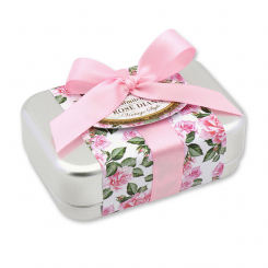 Schafmilchseife eckig 100g in der Dose "Vintage-Motiv 193", Rose Diana 