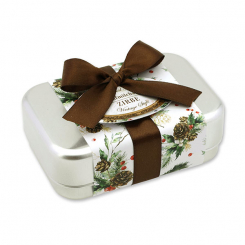 Schafmilchseife eckig 100g in der Dose "Vintage-Motiv 224", Zirbe 