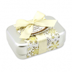 Schafmilchseife eckig 100g in der Dose "Vintage-Motiv 93", Zirbe 