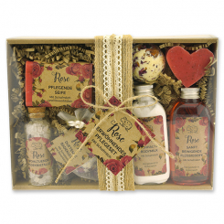 Geschenkset 7-teilig "Wohlfühlzeit", Rose mit Blüten 