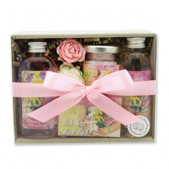Gift set 4 pieces "Ich hab dich lieb!", peony 