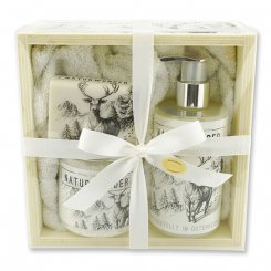 Wooden box set big 5 pieces "Naturwunder", Christmas rose white 