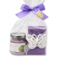 Bath set 2 pieces in a cellophane bag, Lavender-Lime 