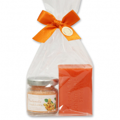 Bath set 2 pieces in a cellophane bag, Sea buckthorn 