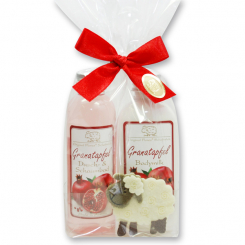 Gift set with felt sheep, Pomegranate 