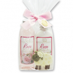 Gift set with felt sheep, Rose Diana 