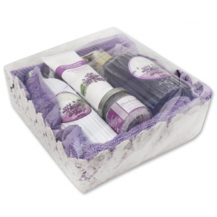 Set im Häkelkorb, Lavendel 