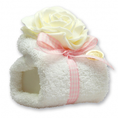 Sheep milk soap 100g in a washcloth, decorated with a rose, Classic 
