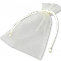 Organza bag, large 17x12cm cream 