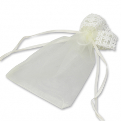 Organzasackerl 13x18cm weiß mit Spitzenborte 
