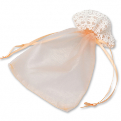 Organzasackerl 13x18cm orange mit Spitzenborte 