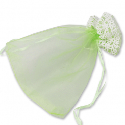Organzasackerl 13x18cm grün mit Spitzenborte 