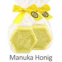 Sheep milk soap 100g with a bee  in a cellophane, Manuka honey 