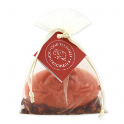 Sheep milk soap oval with a rose 118g, with rose petals in organza, Rose with petals 