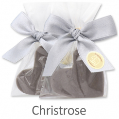 Sheep milk soap heart midi 23g, in a cellophane, Christmas rose silver 