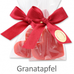 Sheep milk soap heart midi 23g, in a cellophane, Pomegranate 