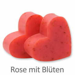 Schafmilchseife Herz mittel 23g, Rose mit Blüten 