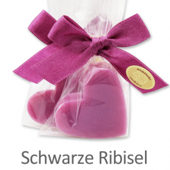 Sheep milk soap heart midi 23g, in a cellophane, Black currant 