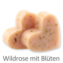 Sheep milk soap heart midi 23g, Wild rose with petals 