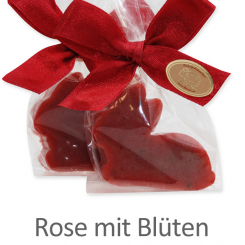 Sheep milk soap rabbit mini flat 20g, in a cellophane, Rose with petals 
