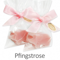 Schafmilchseife Glücksschweinchen 15g in Cello, Pfingstrose 