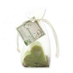 Sheep milk soap heart 65g, with verbena-herbs in organza, Verbena 
