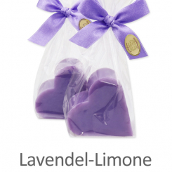 Sheep milk soap heart 65g, in a cellophane, Lavender-lime 