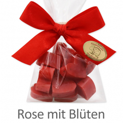 Schafmilchseife Herz mini mini 10x2g, in Cello, Rose mit Blüten 