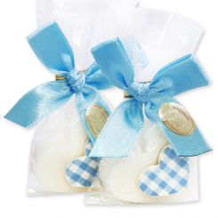 Schafmilchseife Herz 23g, dekoriert mit Herz in Cello, Classic 