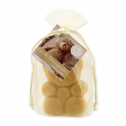 Sheep milk soap teddy midi 55g, "Starke Bärengrüße" in organza, Quince 