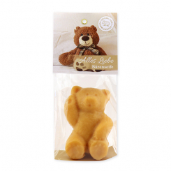 Sheep milk soap teddy bear big 120g, "Alles Liebe" in a cellophane, Quince 