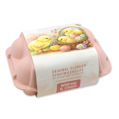 Schafmilchseifen Ostereier 61g "Osterzauber Motiv 10" im Eierkarton, Classic/Wildrose 
