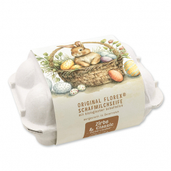 Schafmilchseifen Ostereier 61g "Osterzauber Motiv 5" im Eierkarton, Classic/Zirbe 