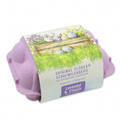 Schafmilchseifen Ostereier 61g "Osterzauber Motiv 7" im Eierkarton, Classic/Lavendel 