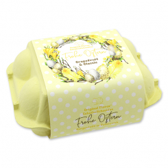 Schafmilchseifen Ostereier 61g "Frohe Ostern" im Eierkarton, Classic/Grapefruit 