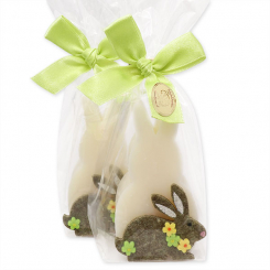 Sheep milk soap rabbit 90g decorated with a rabbit in a cellophane, Classic 