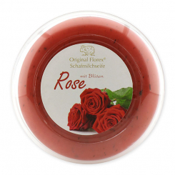 Sheep milk soap round 100g in a box modern, Rose with petals 