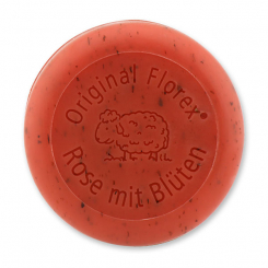 Sheep milk soap round 100g, Rose with petals 