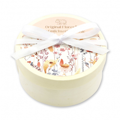 Schafmilchseife rund 100g in Spanschachtel 'Blütenzart' mit Motiv 1, Classic 