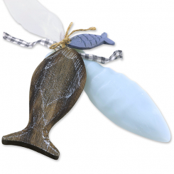Sheep milk soap fish big 108g hanging and decorated, Forget-me-not 
