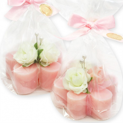 Sheep milk soap marguerite 78g, decorated with a soap Rose 7g in a cellophane, Peony 