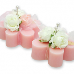 Sheep milk soap marguerite 78g, decorated with a soap Rose 7g, Peony 