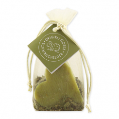 Sheep milk soap heart 85g, decorated with verbena-herbs in organza, Verbena 