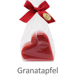 Sheep milk soap heart 85g, in a cellophane, Pomegranate 
