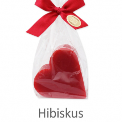 Sheep milk soap heart 85g, in a cellophane, Hibiscus 