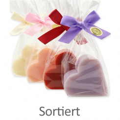 Sheep milk soap heart 85g in a cellophane, sorted 