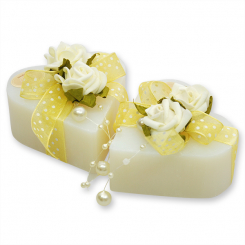 Schafmilchseife Herz 85g, dekoriert mit Rosen, Classic 