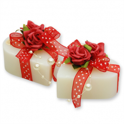Sheep milk soap heart 85g, decorated with a rose, Classic 