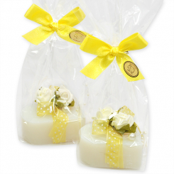 Schafmilchseife Herz 85g, dekoriert mit Rosen in Cello, Classic 