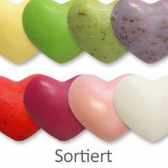 Sheep milk soap heart round 60g, sorted 